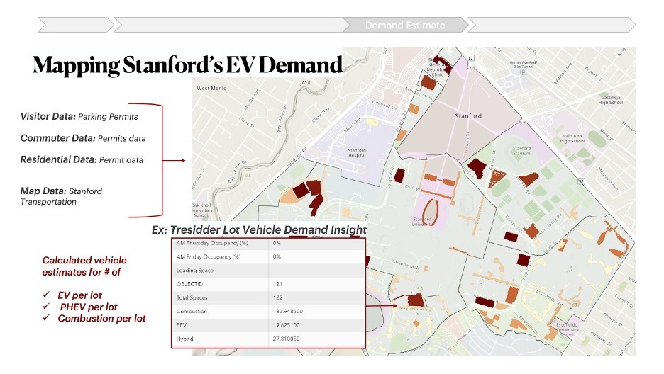 Campus map depicting parking area demans