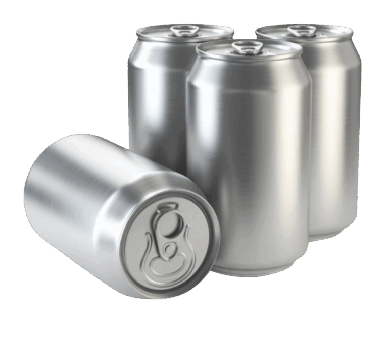 Four silver aluminum cans