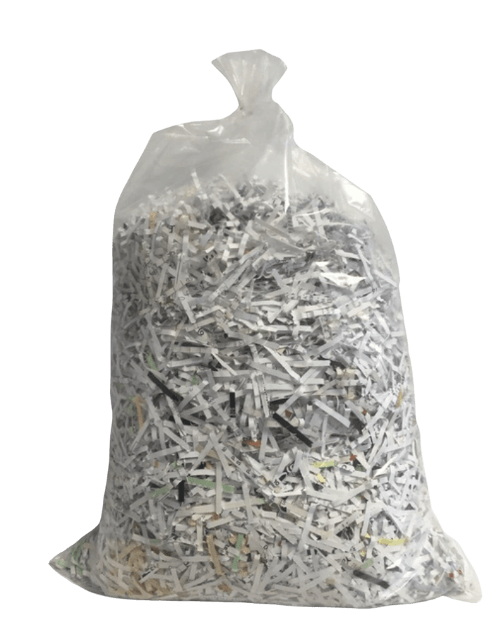 Clear bag of shredded paper