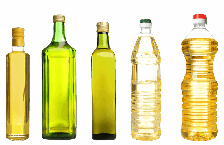 Five containers of cooking oil