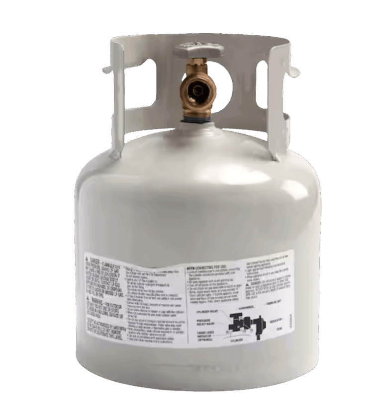 White metal propane tank