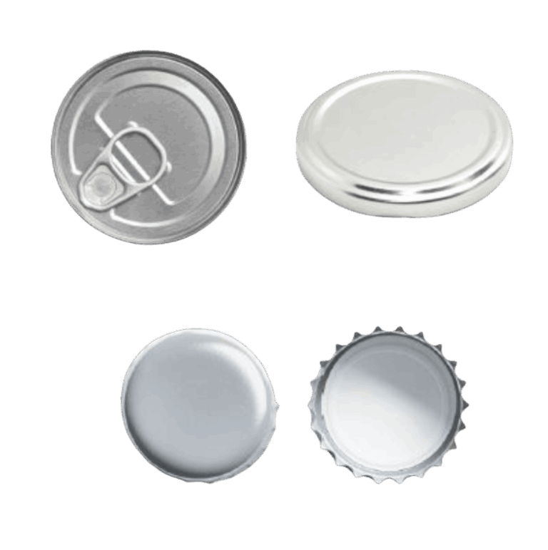 Four metal lids and caps