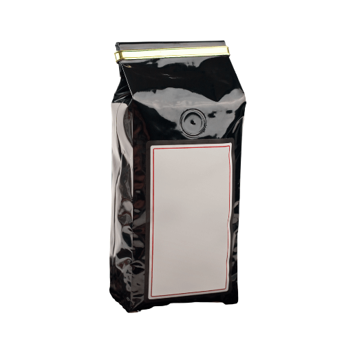 Black plastic coffee bag