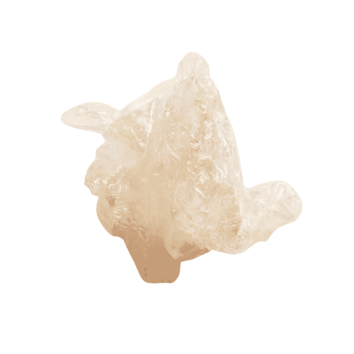 Crumbled up piece of plastic wrap soiled with food