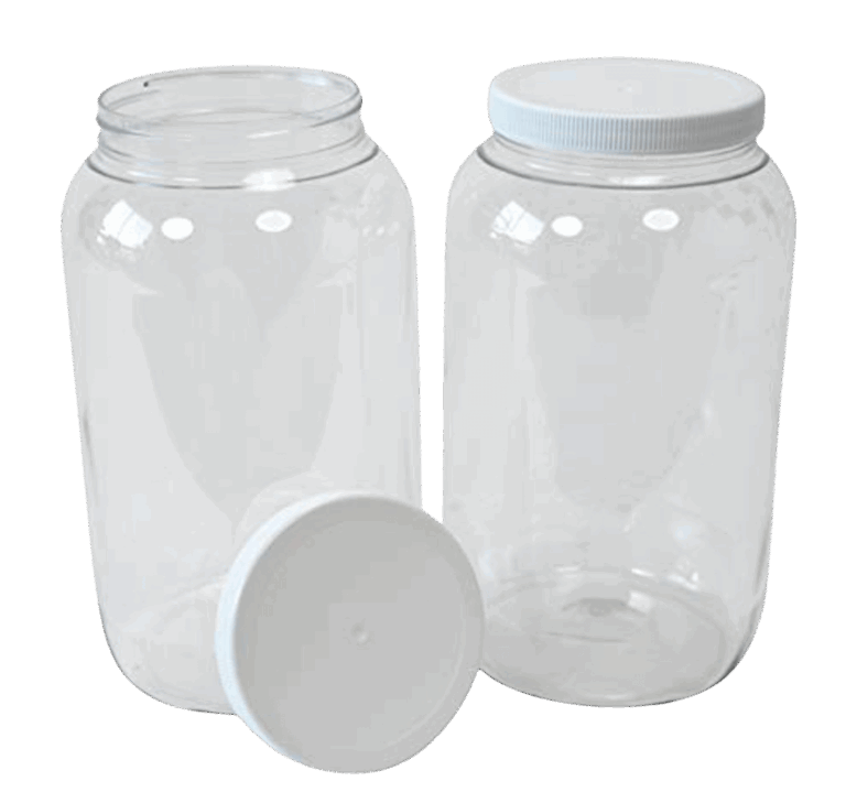 Two clear plastic jars