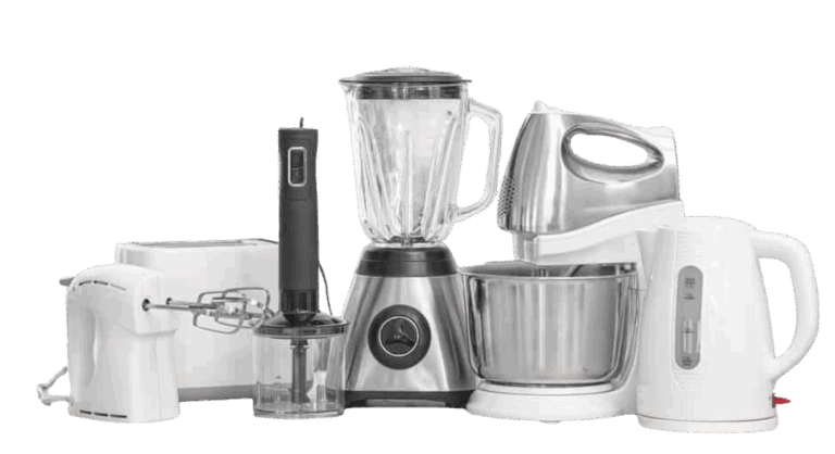 Blender, beaters, toaster, tea kettle